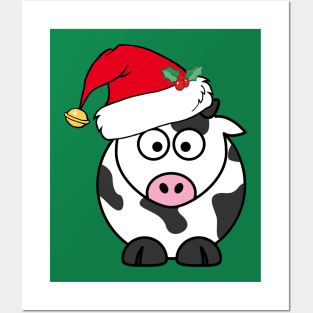 Cute Christmas Cow Posters and Art